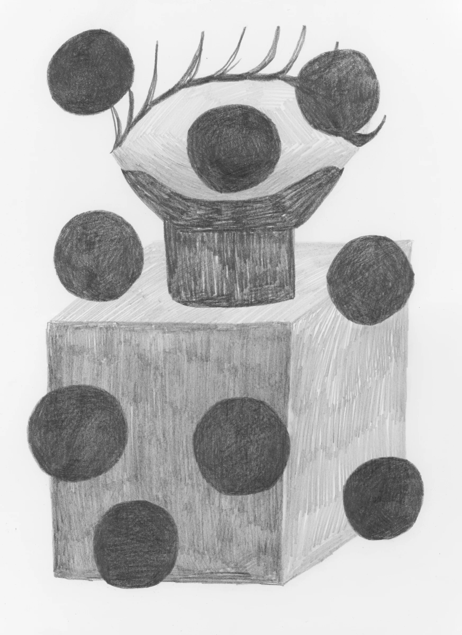 Support Group drawing with object and pedestal in precarious balance